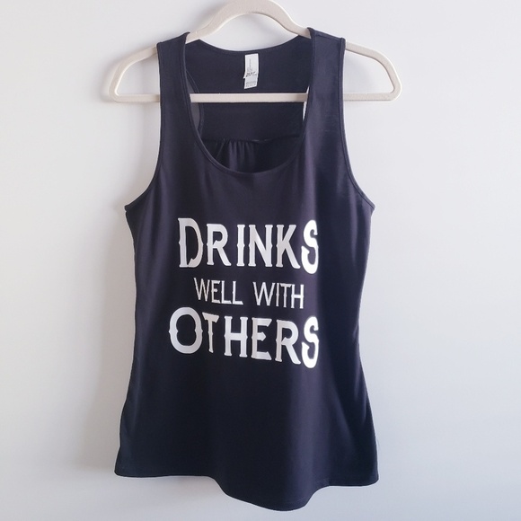 Tops - Drinks Well With Others Black Tank Top